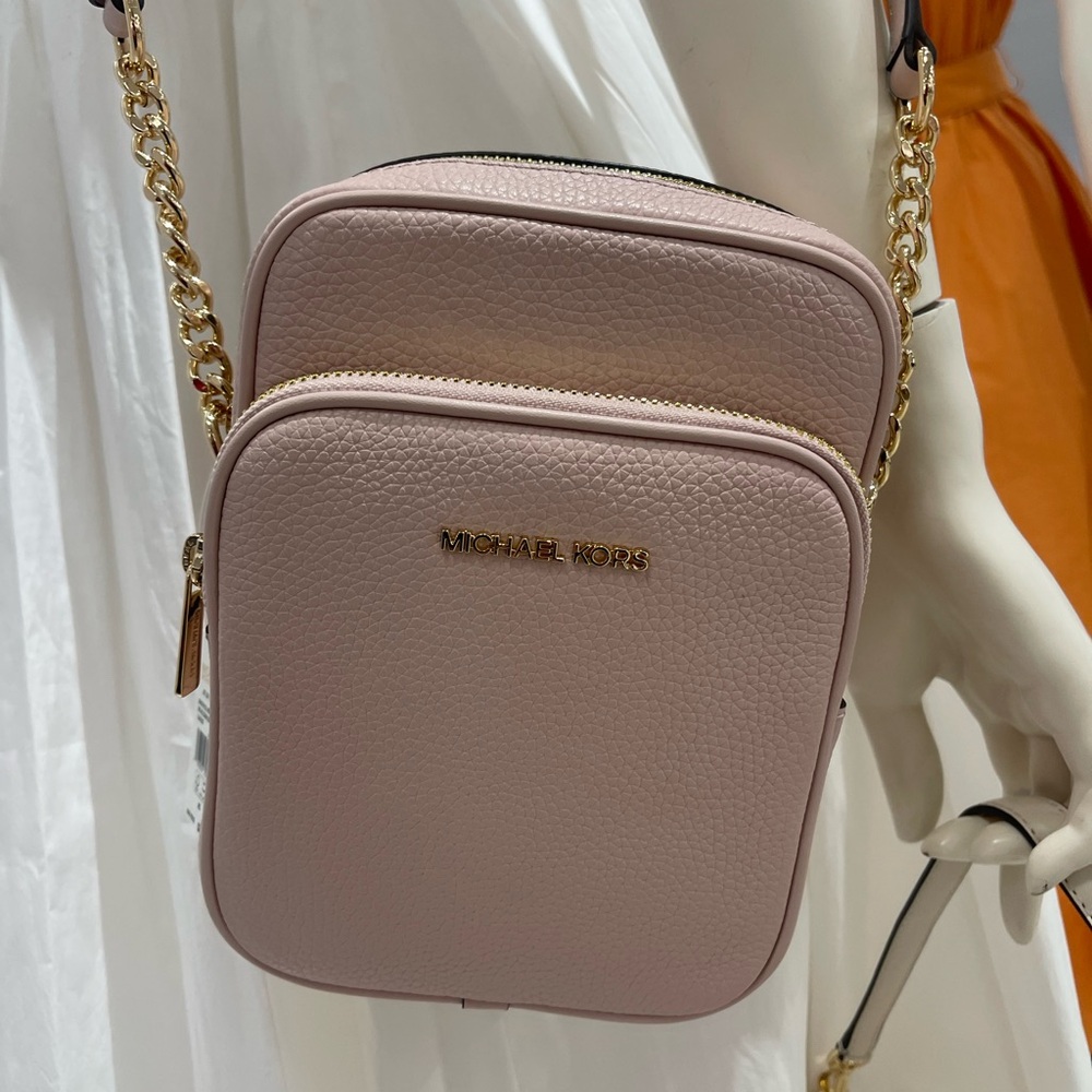 MICHAEL KORS JST Md Pebbled Leather NS Flight Chain Crossbody XBODY 
Powder
NWT - Picture 11 of 16